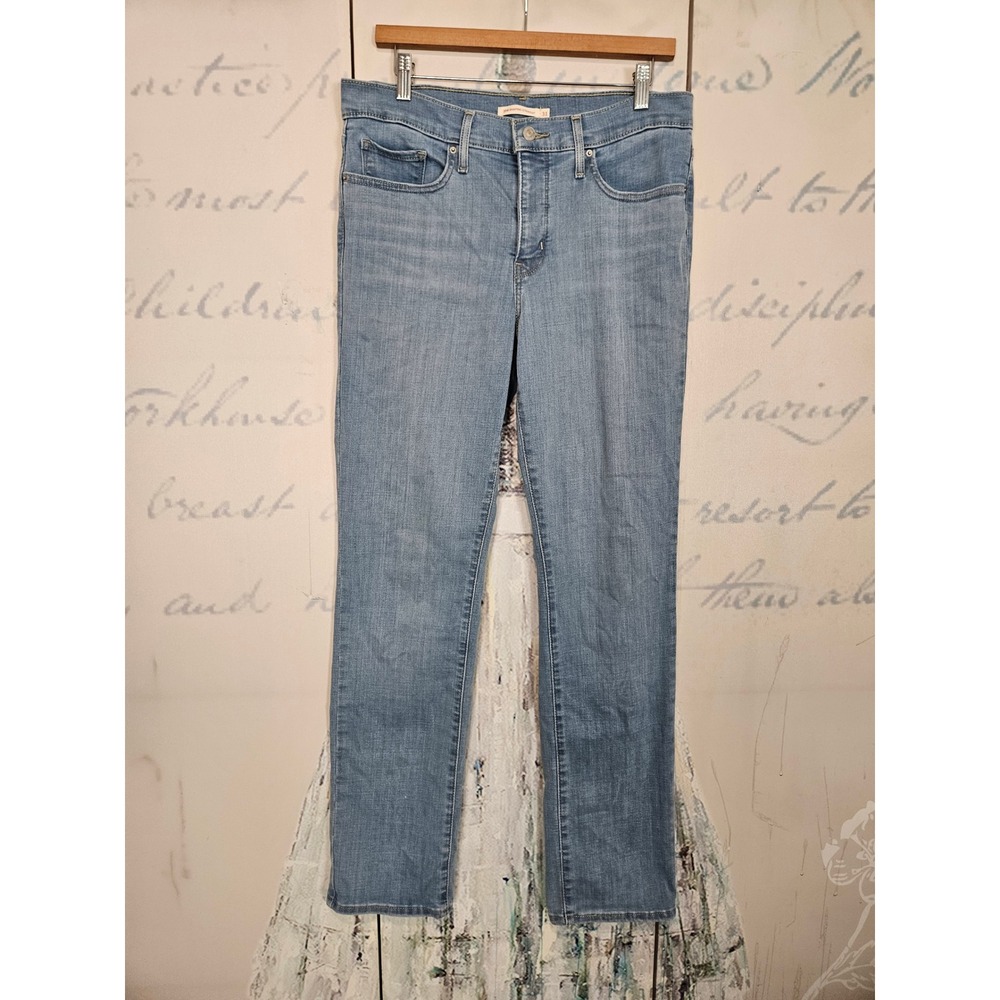 Levi's 314 Shaping Straight Jeans 31 Light Blue Mid Rise Stretch Denim